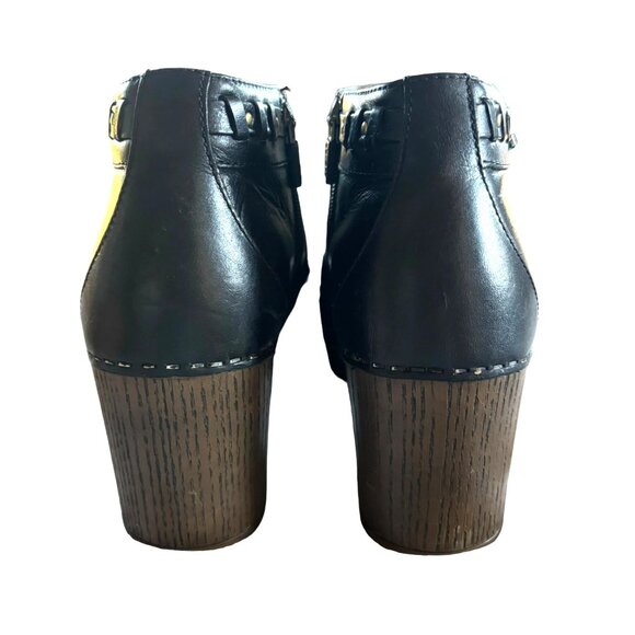 Dansko Dabney Black Nubuck Leather Platform Boots Booties Clogs Side Zip Size 39 - Picture 3 of 13